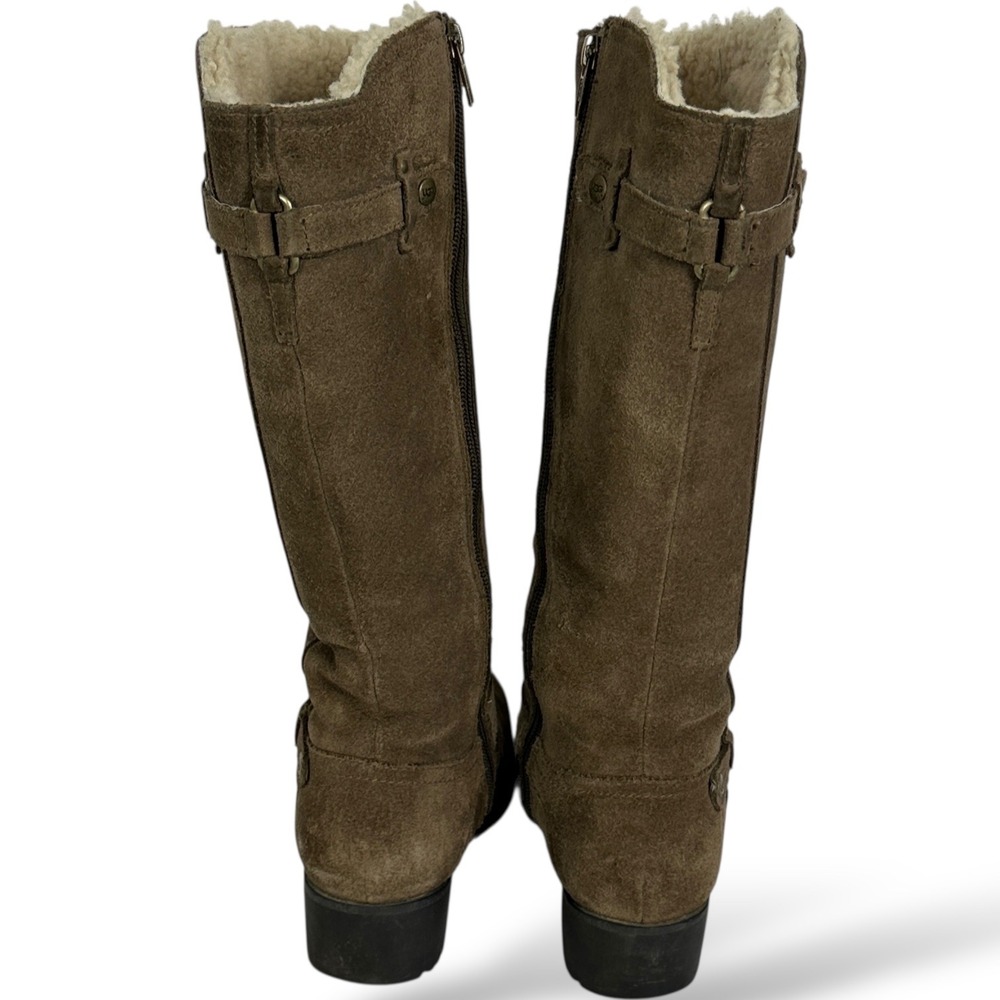 UGG Australia Jillian Tall Suede Brown Snow Boots Womens Size 7 Sherpa Round Toe - Picture 6 of 13
